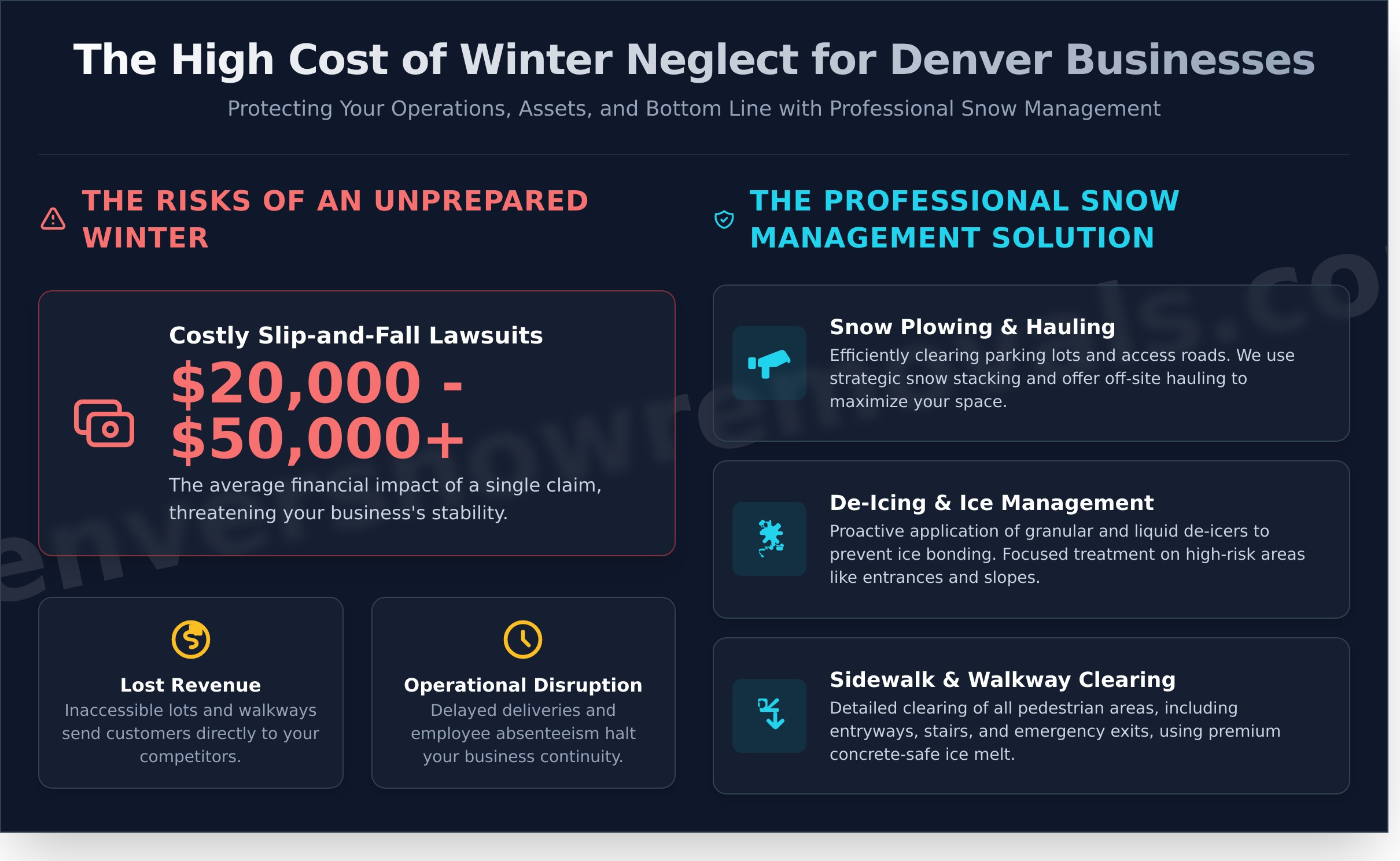 Commercial Snow Removal Denver: Keep Your Business Safe & Open - Infographic