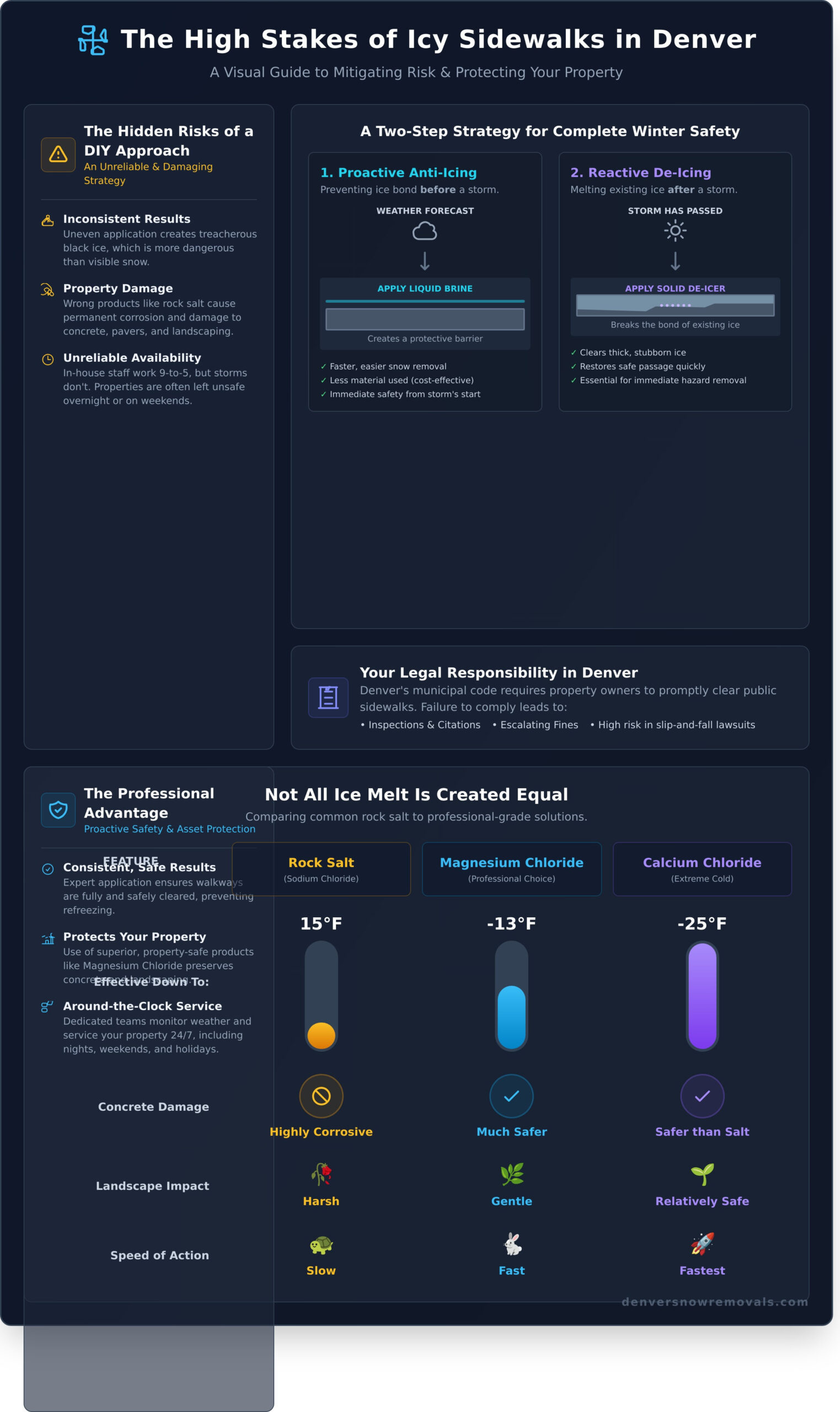 Denver Sidewalk Ice Melt Service: Your Guide to Safe Walkways - Infographic