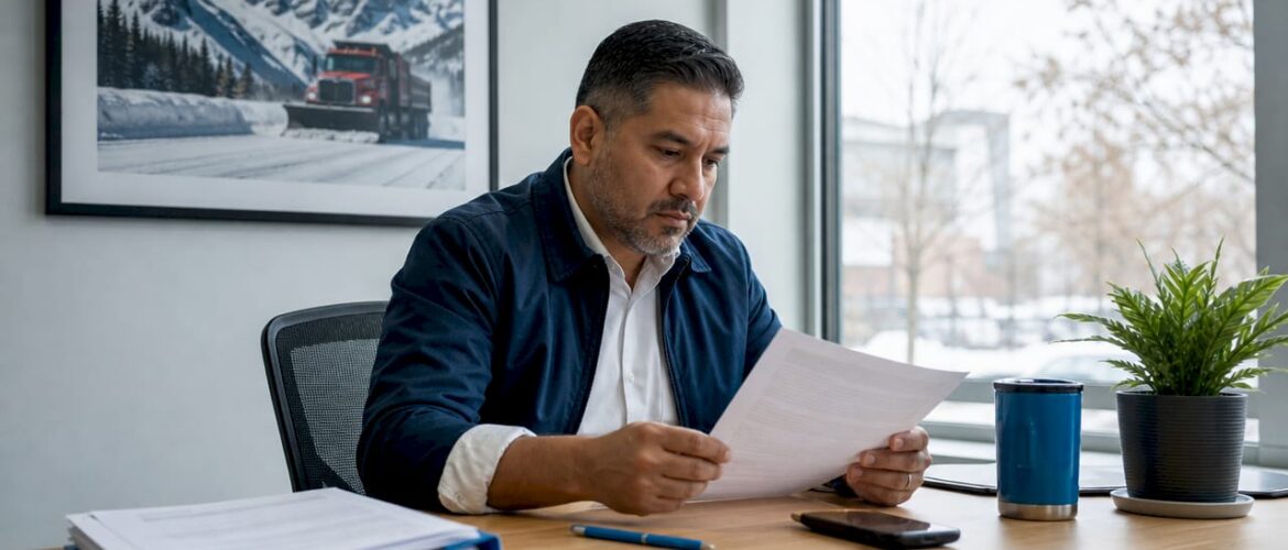 Property manager reviewing snow removal contract