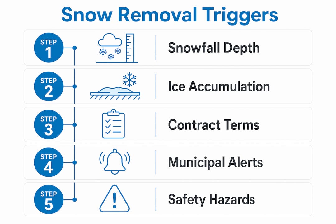 Infographic illustrating emergency snow removal triggers
