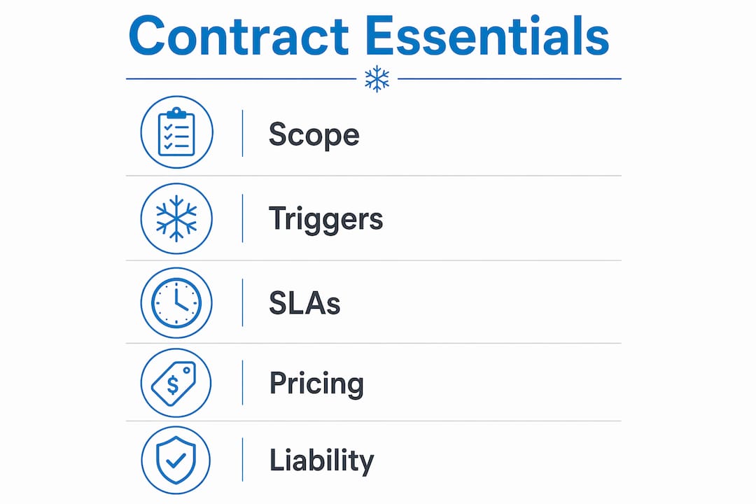 Infographic showing key snow removal contract essentials