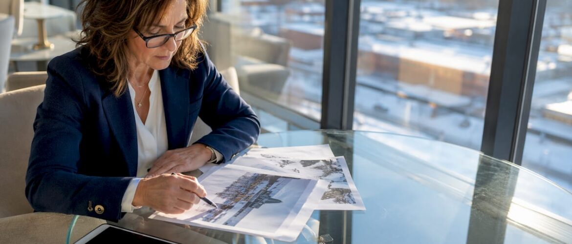 Property manager reviewing snow service proposals