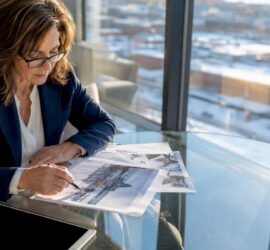 Property manager reviewing snow service proposals