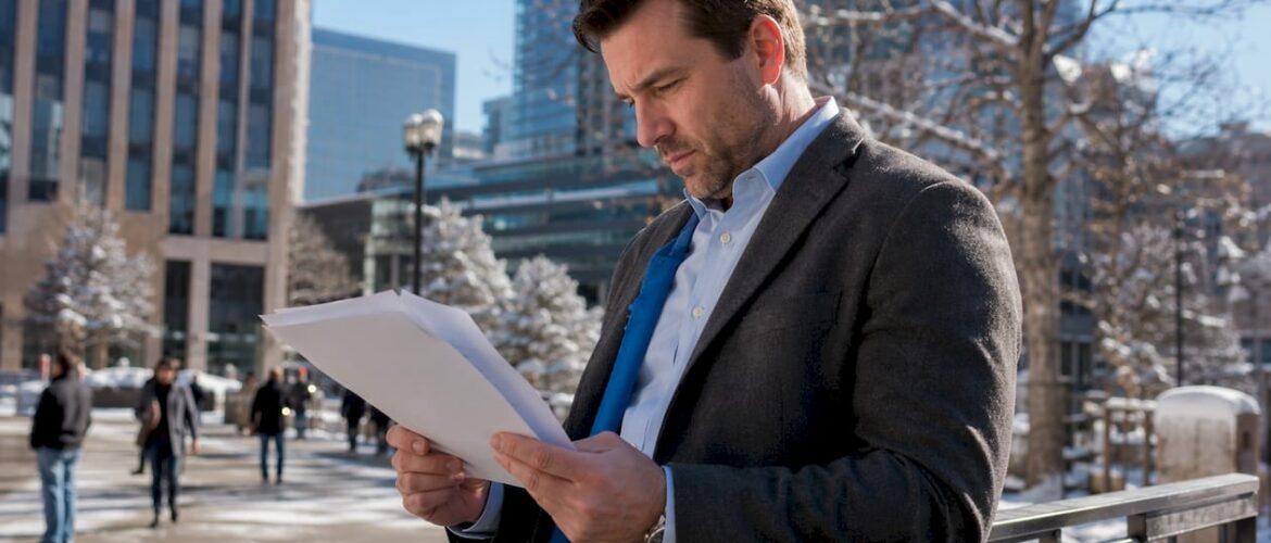 Property manager reviewing snow removal contracts