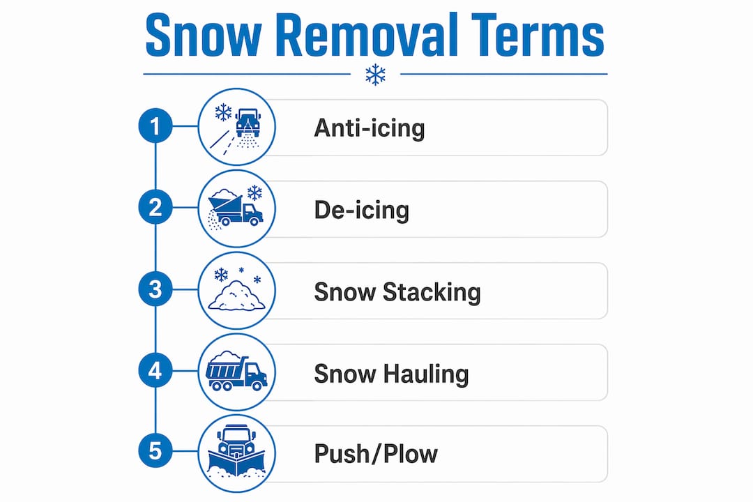 Infographic illustrating key snow removal terms