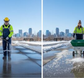 Liquid De-Icer vs. Rock Salt: Which is Best for Denver Properties?