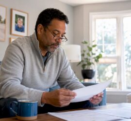 Property owner reviewing snow removal insurance paperwork