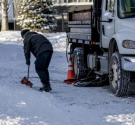 Snow removal truck preparing for service switch