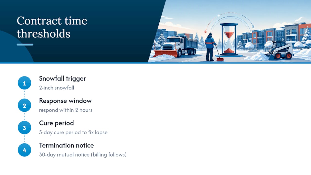 Snow removal contract timing thresholds