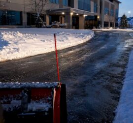 Cleared commercial lot after snow removal