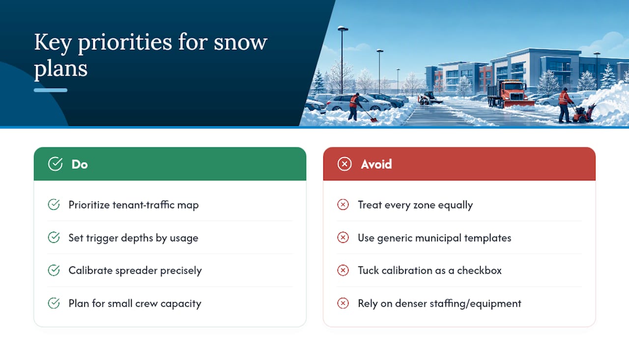 What Actually Matters in a Parking Lot Snow Plan — overview diagram