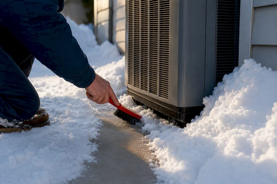 Snow cleared from outdoor HVAC equipment