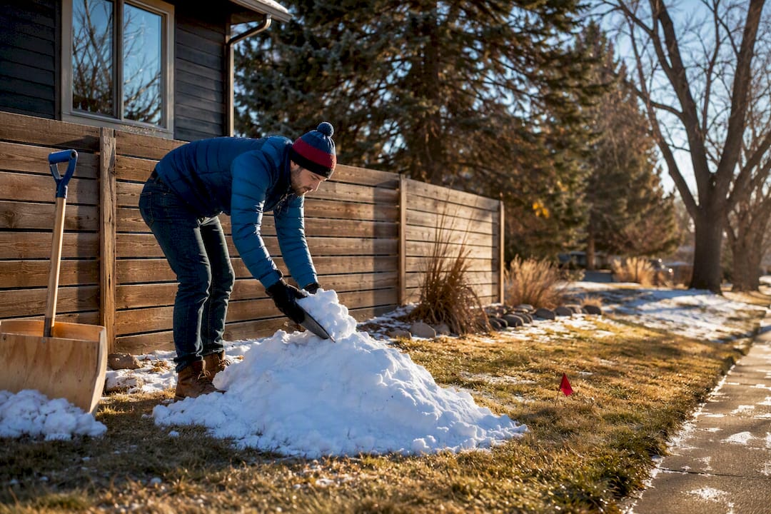 Snow safely piled on private property