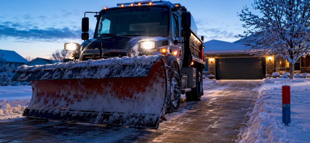 Snowplow clearing a Denver driveway