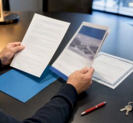 Board member reviewing snow removal contract documents
